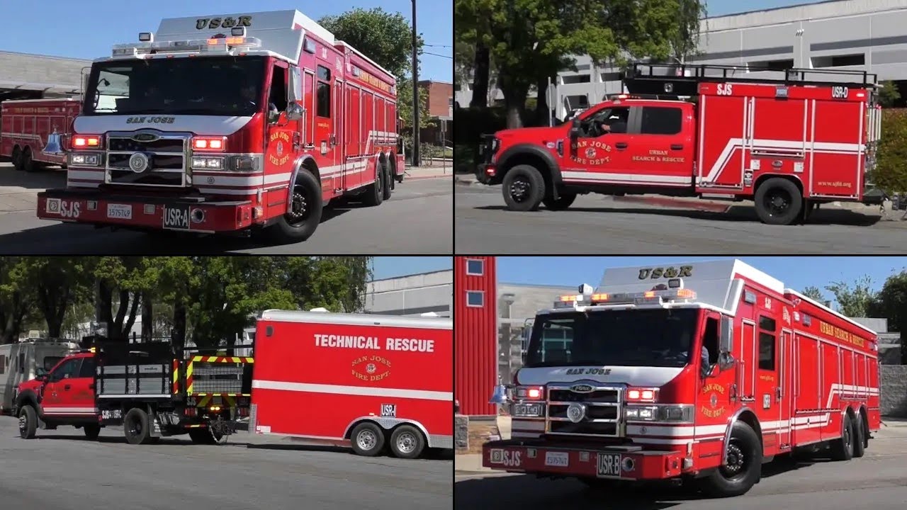*RARE* San Jose Fire Dept. USAR 34A, USAR 34B, USAR 34C & USAR 34D Responding