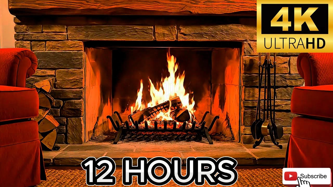 Cozy Fireplace with Crackling Fire Sounds -12 Hours of Relaxation & Deep Sleep 4 K #fireplace #relax