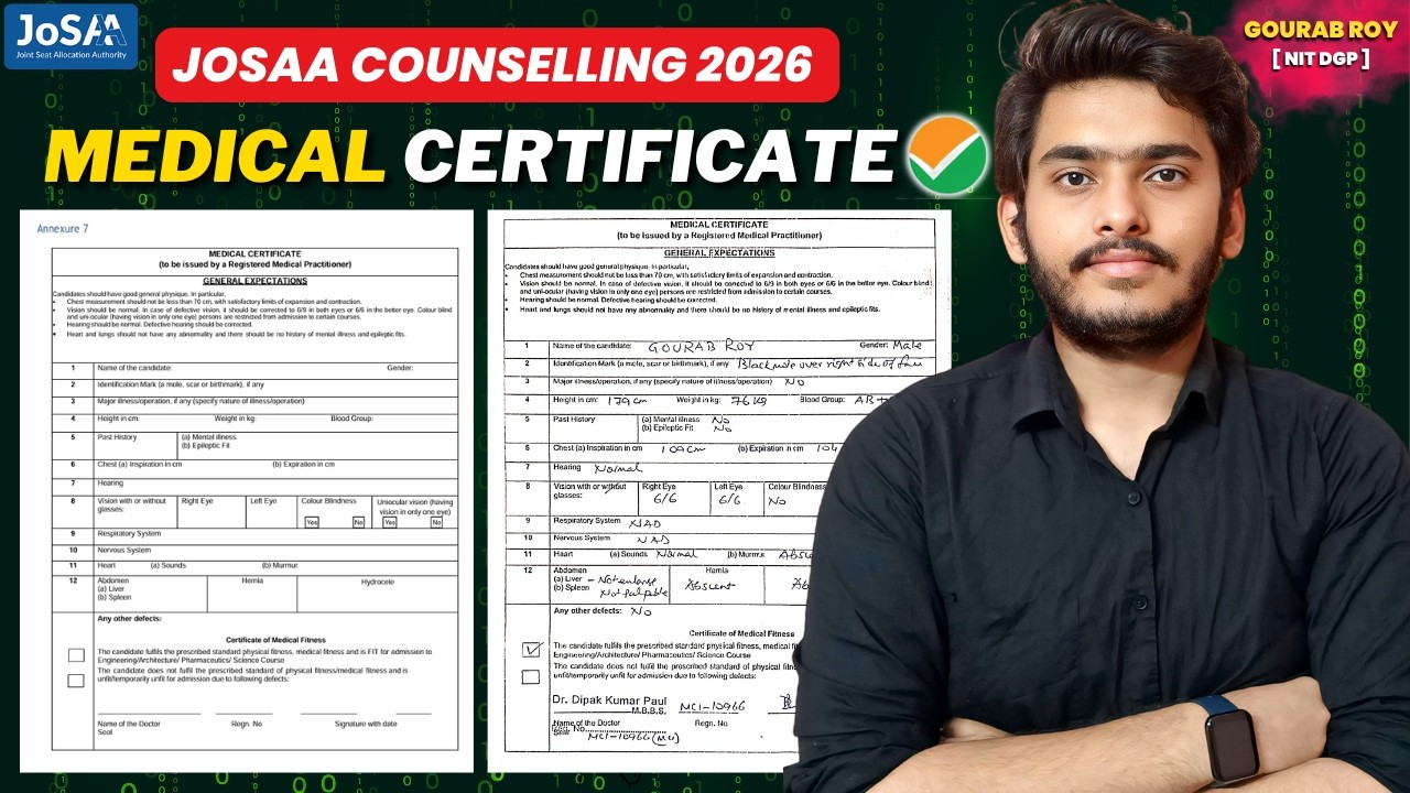 🚨Medical Certificate for JOSAA Counselling 2026✅ | JOSAA Medical Certificate | JOSAA 2026 