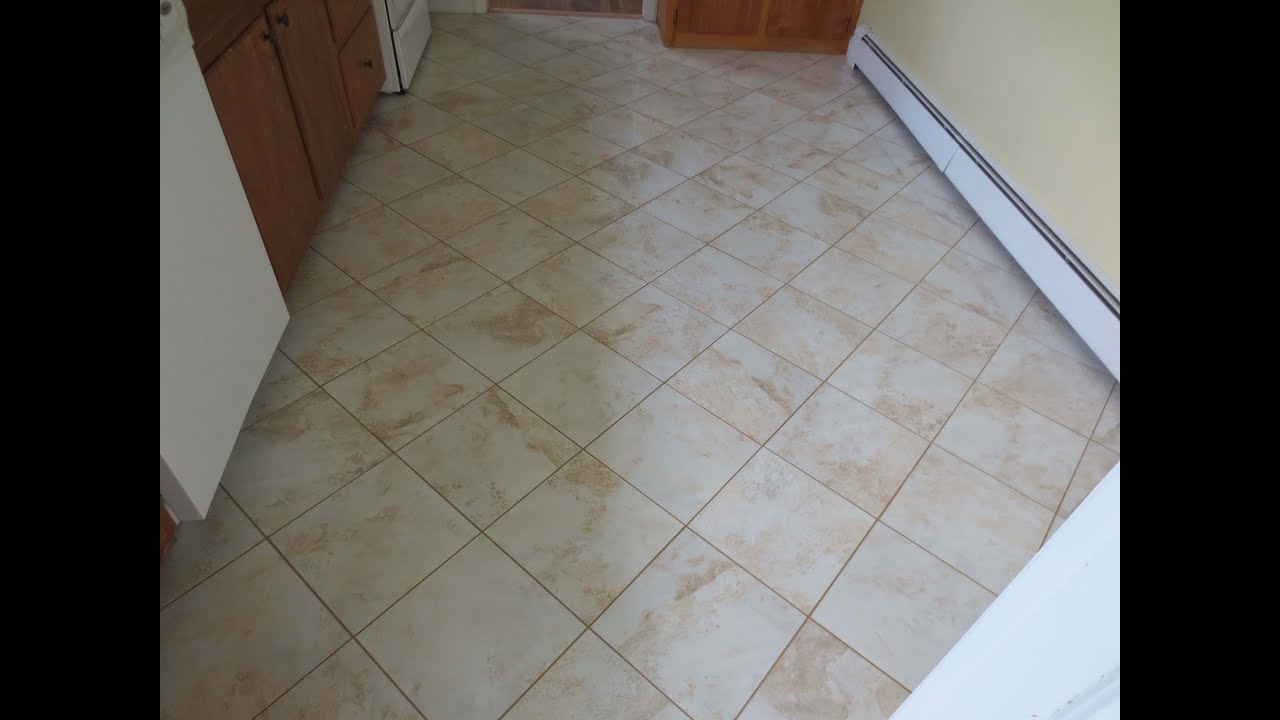 Diagonal tile Kitchen floor rip out to finish Time lapse