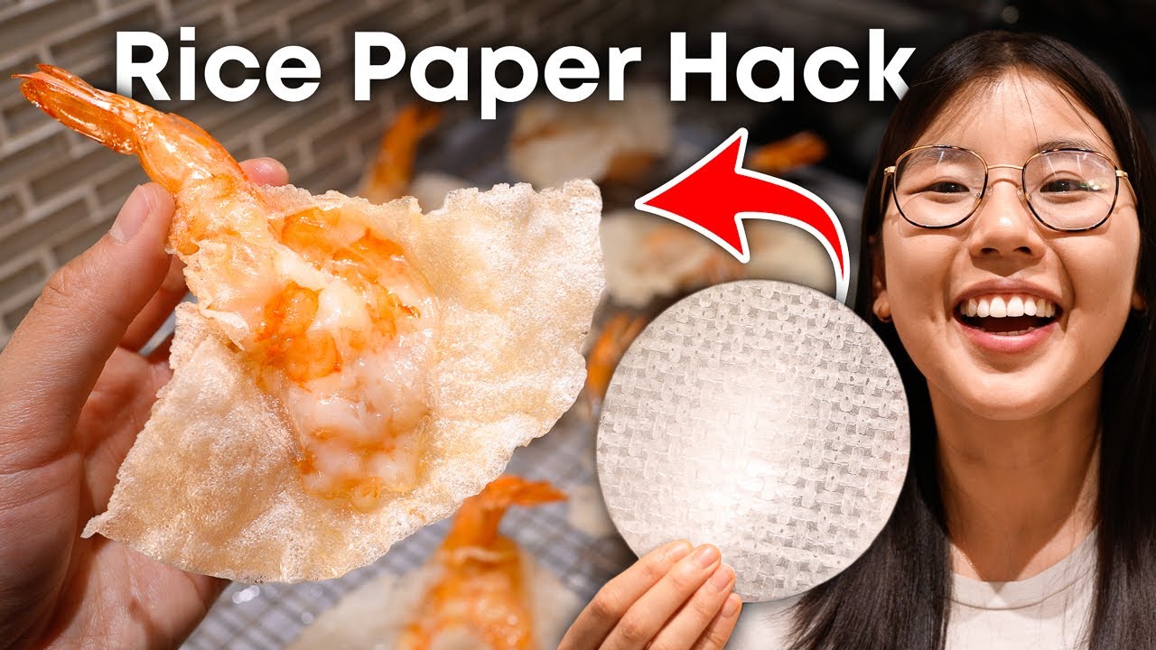 2-Ingredient Rice Paper Shrimp Chips 🍤 (TikTok Crispy Snack HACK)
