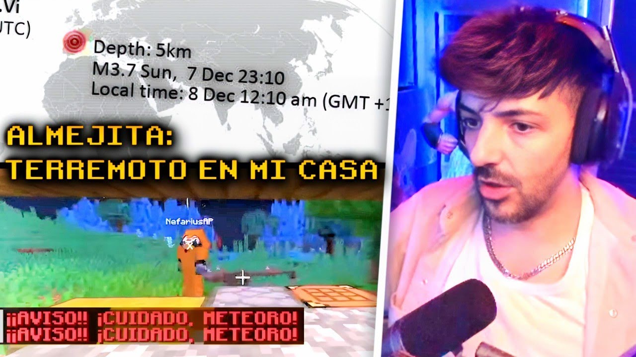 LE CAE UN METEORITO a NEFA ENFRENTE de NEXXUZ en MINECRAFT y ALMEJITA VIVE un TERREMOTO IRL 😱