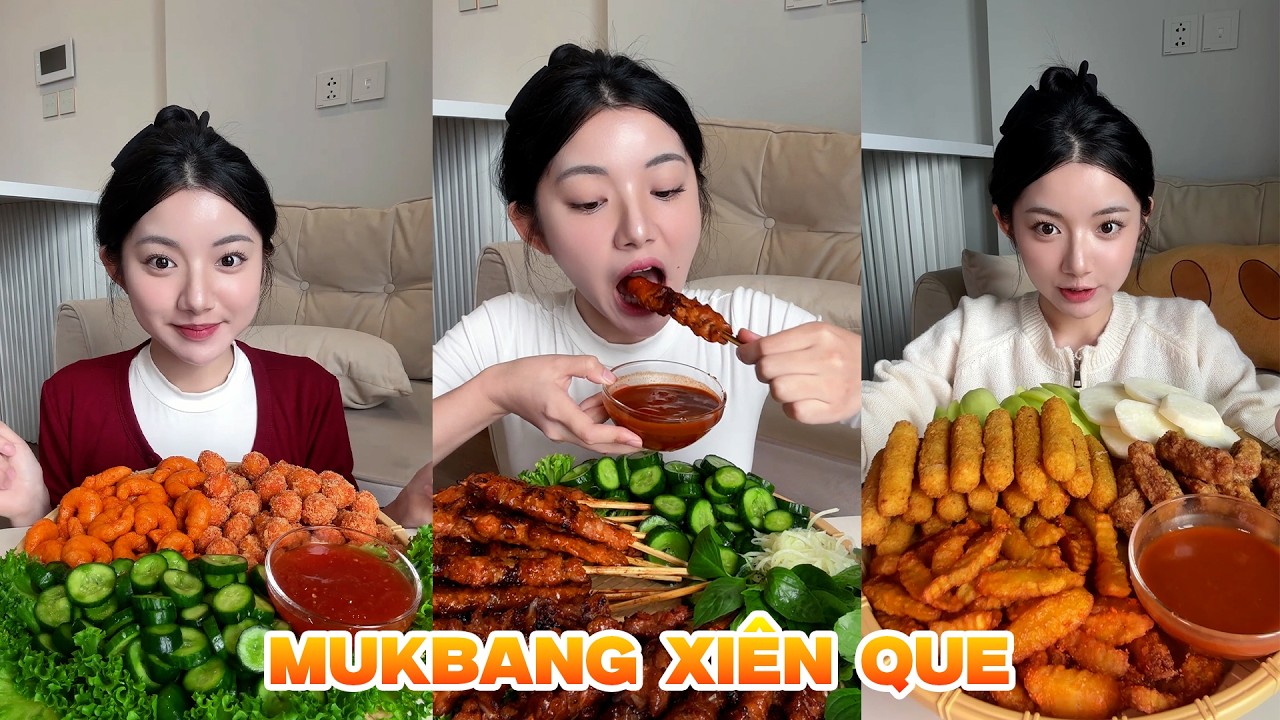 Mukbang Xiên Que Và Các Loại Viên Chiên 🍢🔥 Giòn Rụm Ăn Cực Đã!