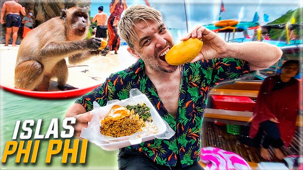COMIENDO en LAS ISLAS PHI PHI *ASÍ ES LA ISLA INVADIDA POR MONOS Y LEONARDO DI CAPRIO*