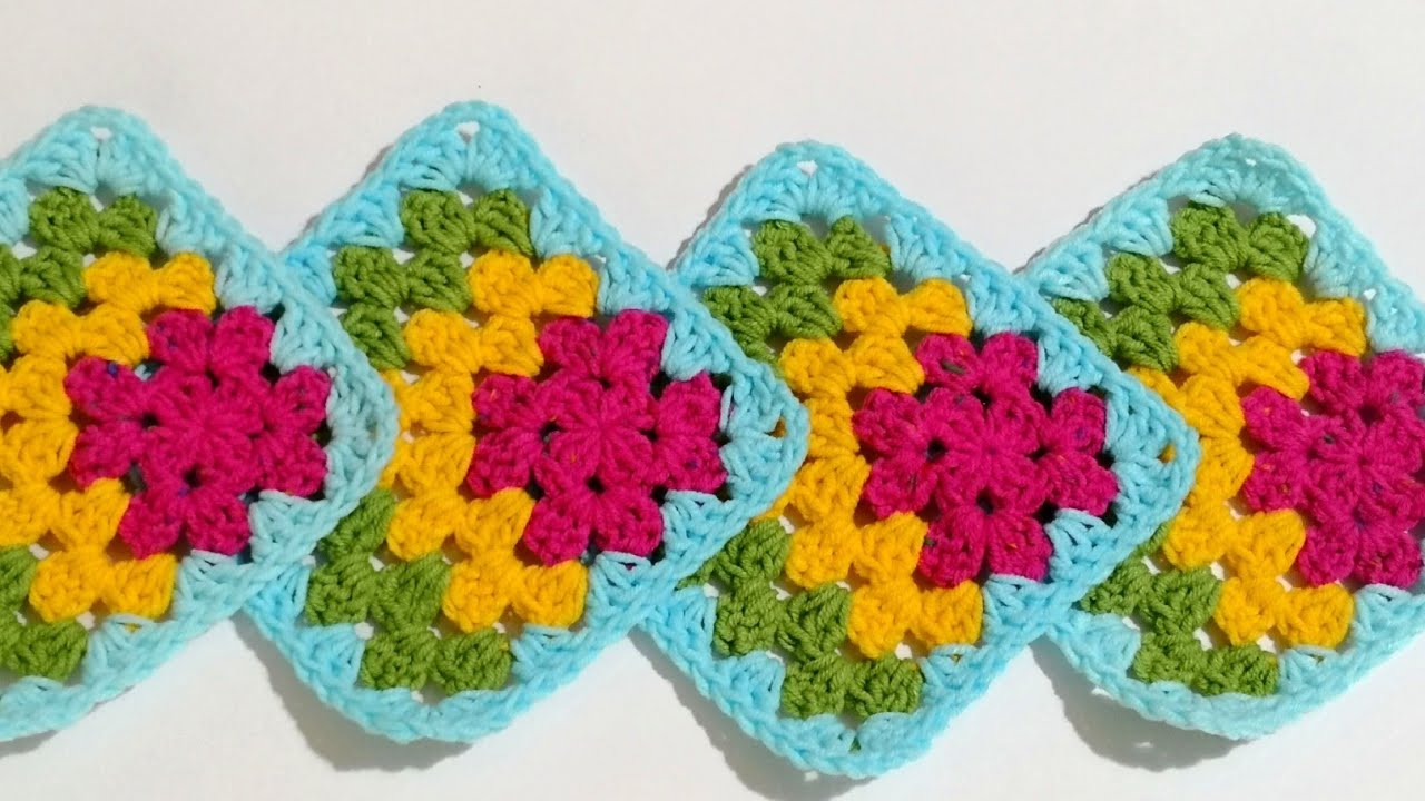 Köşeli Kare Motif / Battaniye Yapımı (motif 43 )