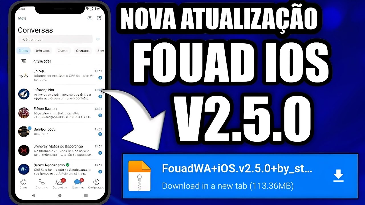 FUNCIONANDO ✅ NOVO! FOUAD WHATSAPP &Igrave;OS V2.5.0 WHATS ESTILO IPHONE IOS 19 NO ANDROID 2025 MB IOS!✅
