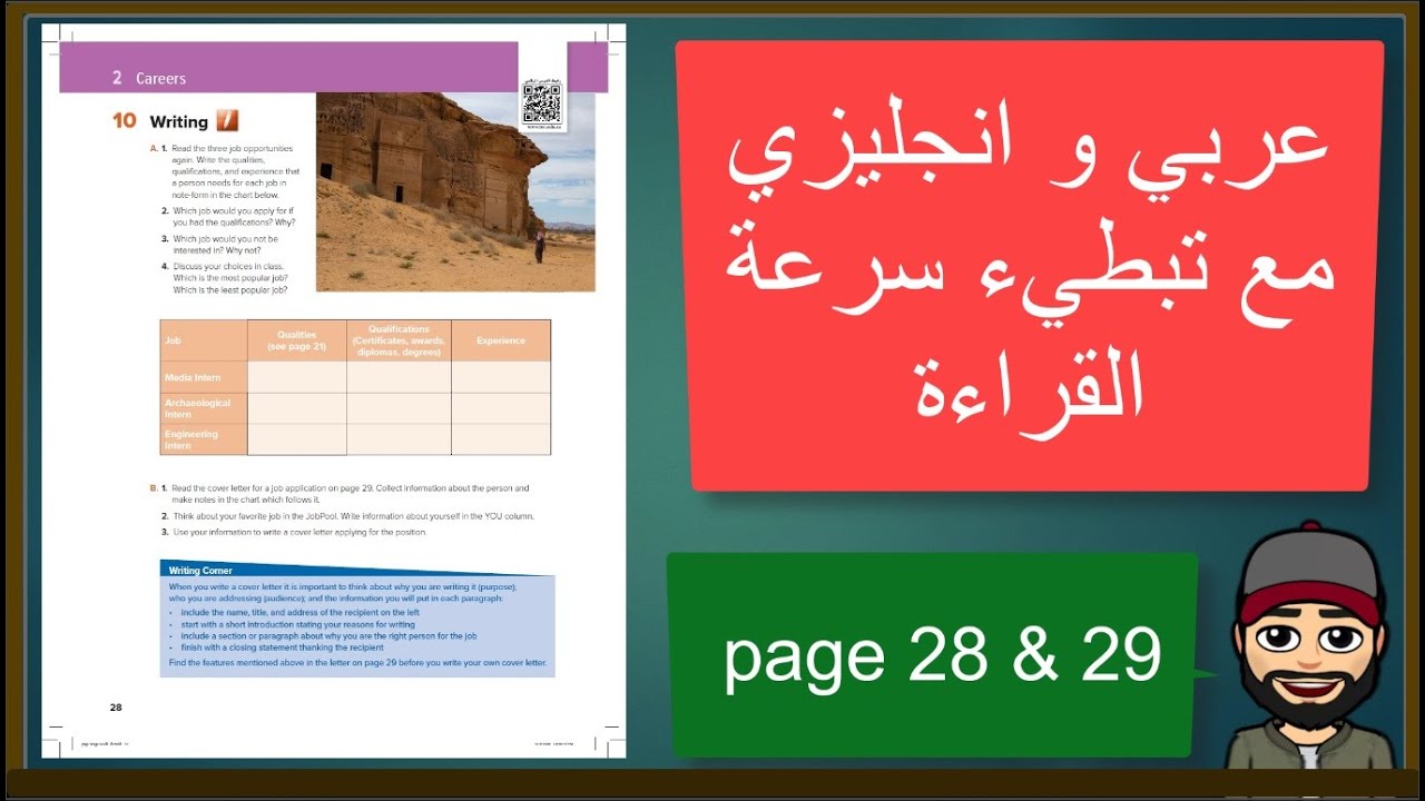 Mega Goal 1 / 2 Careers/ 10 Writing 28 & 29 شرح التعبير ميقا قول 1 الوحده الثانية لغة انجليزية