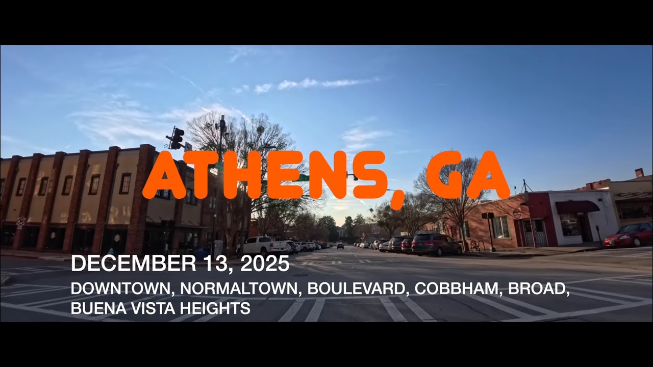 ATHENS, GEORGIA - DECEMBER 13, 2025 - DOWNTOWN, NORMALTOWN, BOULEVARD, COBBHAM, BROAD, BUENA VISTA