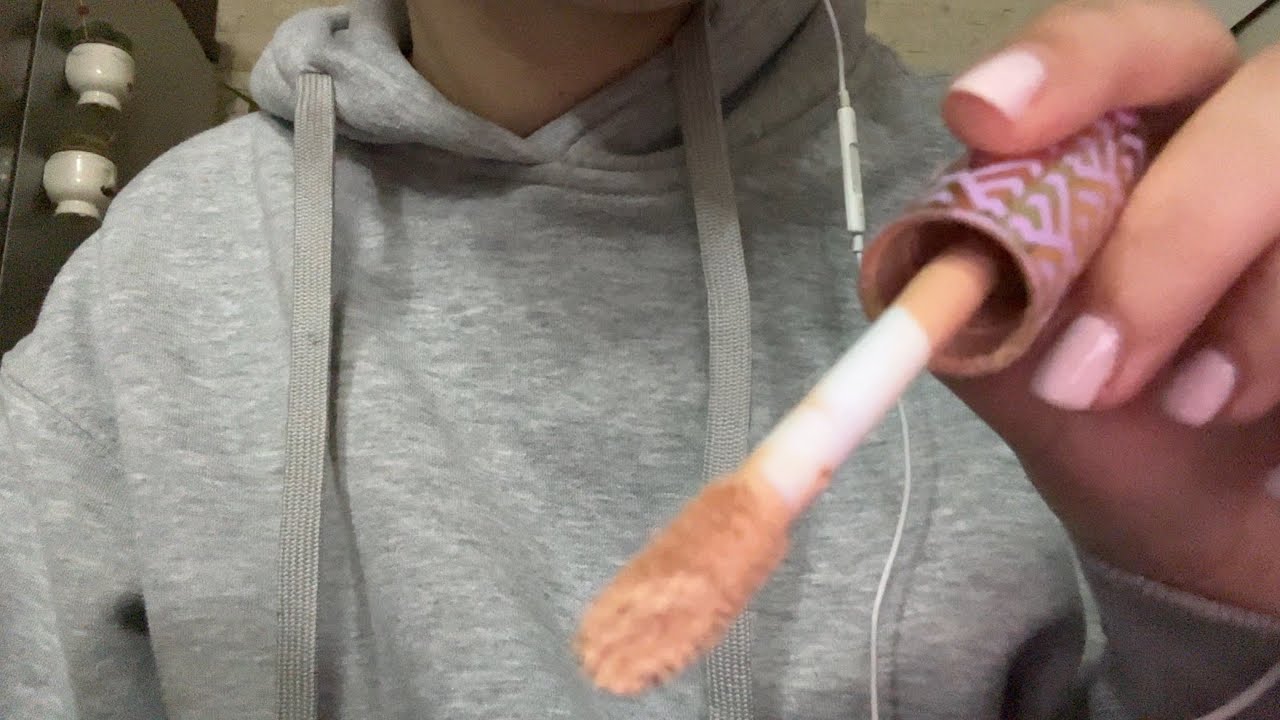 ASMR doing your makeup | lofi, whispering, mouth sounds, semi inaudible, earphones mic