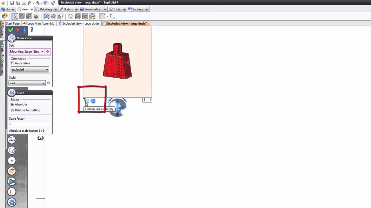 Getting Started with TopSolid Exploded Assemblies - Step 9 Create drafting with stages, BOM and main