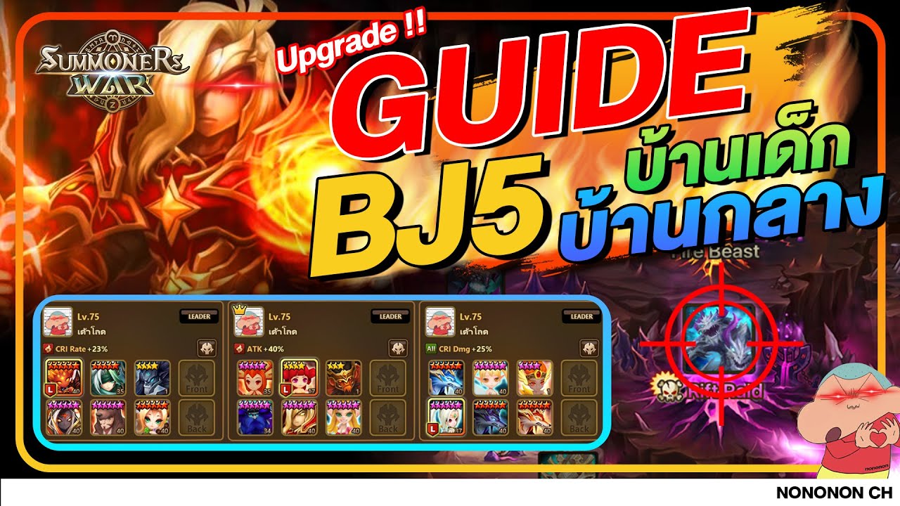 Summoners War | ไกด์มังกรสามหัว TEAM BJ5 SOLO ( 2024 ) บ้านเด็ก บ้านกลาง
