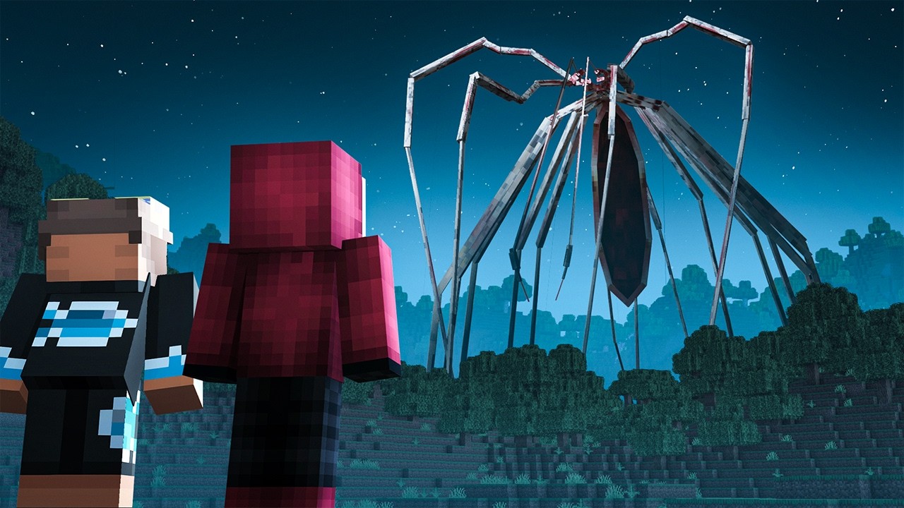 Surviving Giant Spiders with Arachnophobia in Minecraft...