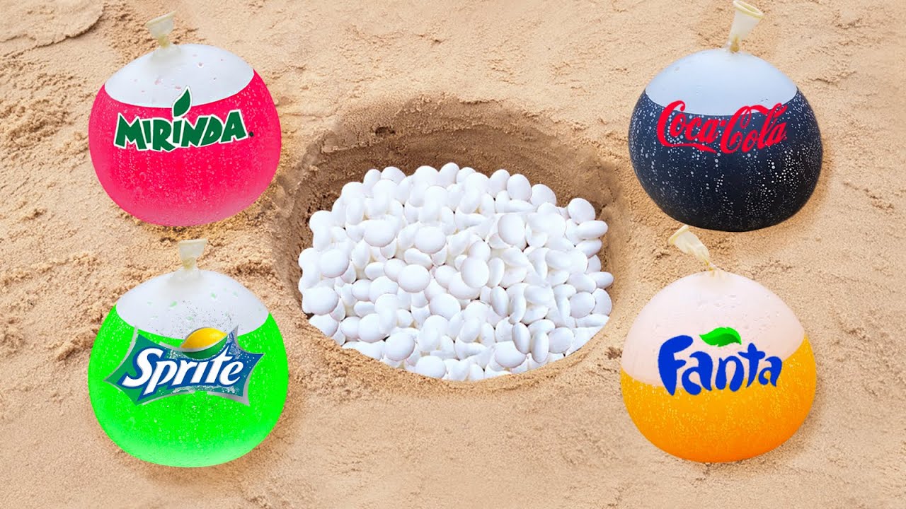 Experiment: Cola, Fanta, Sprite, Mirinda und Mentos im Loch unter der Erde