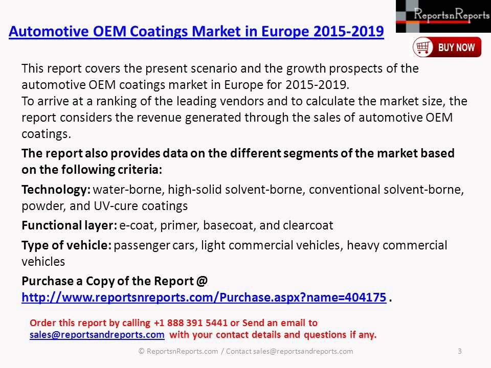 Automotive OEM Coatings Market in Europe 2015 2019