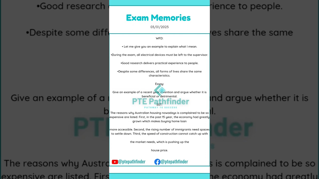 Recent PTE Exam Memories