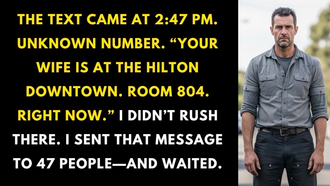 I Got a Text: “Your Wife Is at the Hilton, Room 804” — So I Forwarded It to 47 People, Including…