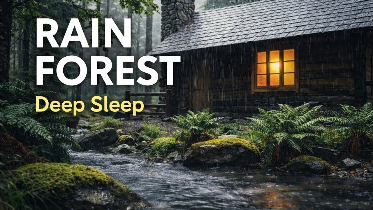 Forest Cabin Rain Sounds 🌧️ Relaxing Rain and Stream for Sleep