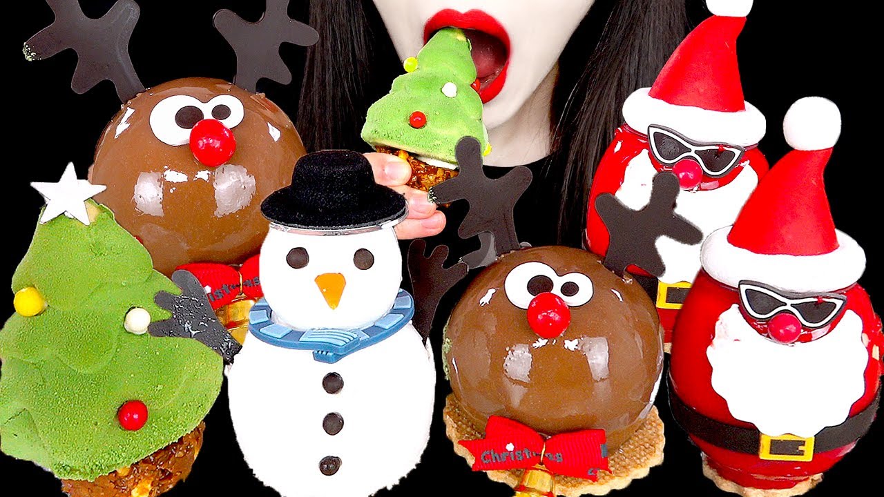 ASMR MUKBANG | SOFT & CREAMY CHRISTMAS MOUSSE CAKE 크리스마스 무스케이크 먹방 EATING SOUNDS | ZOEY ASMR 조이