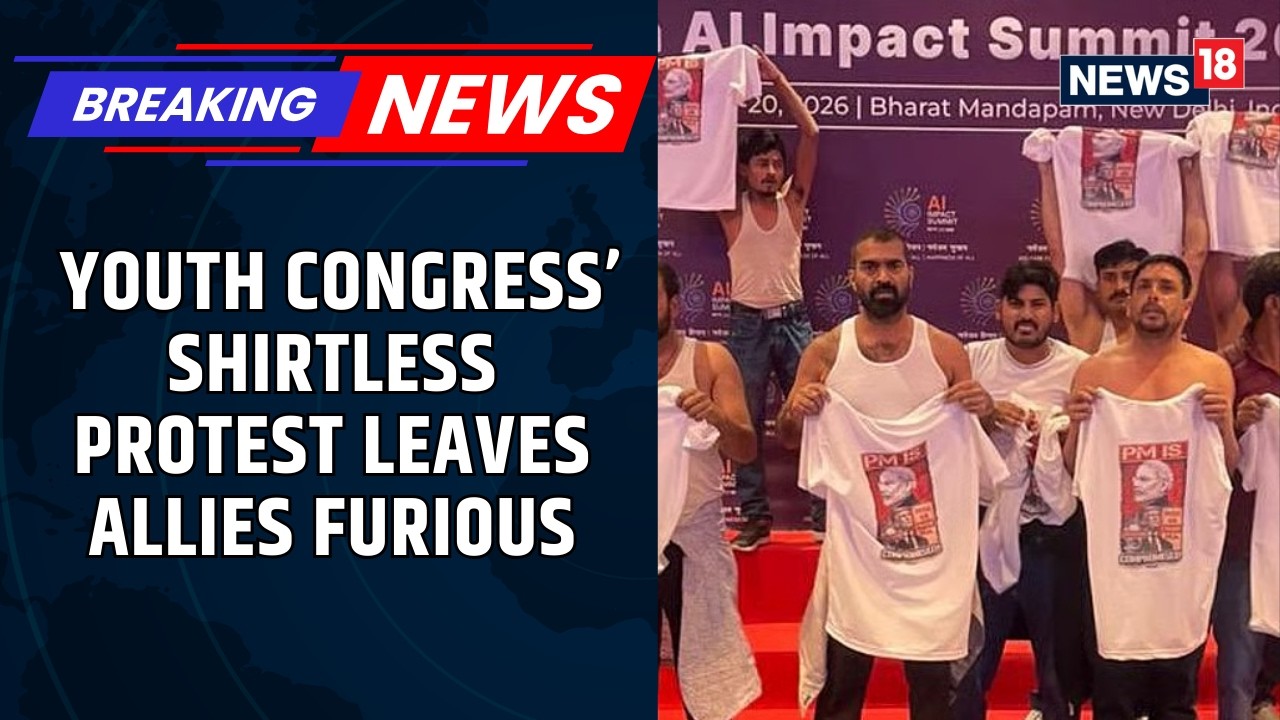 10 Detained After IYC Shirtless Protest at Global AI Summit,  Congress' Allies Shame Them Too