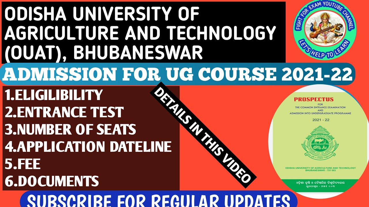 Ouat-2021 Exam Date || Ouat New Updates || Ouat-2021 UG COURSE ADMISSION/OUAT APPLICATION FORM