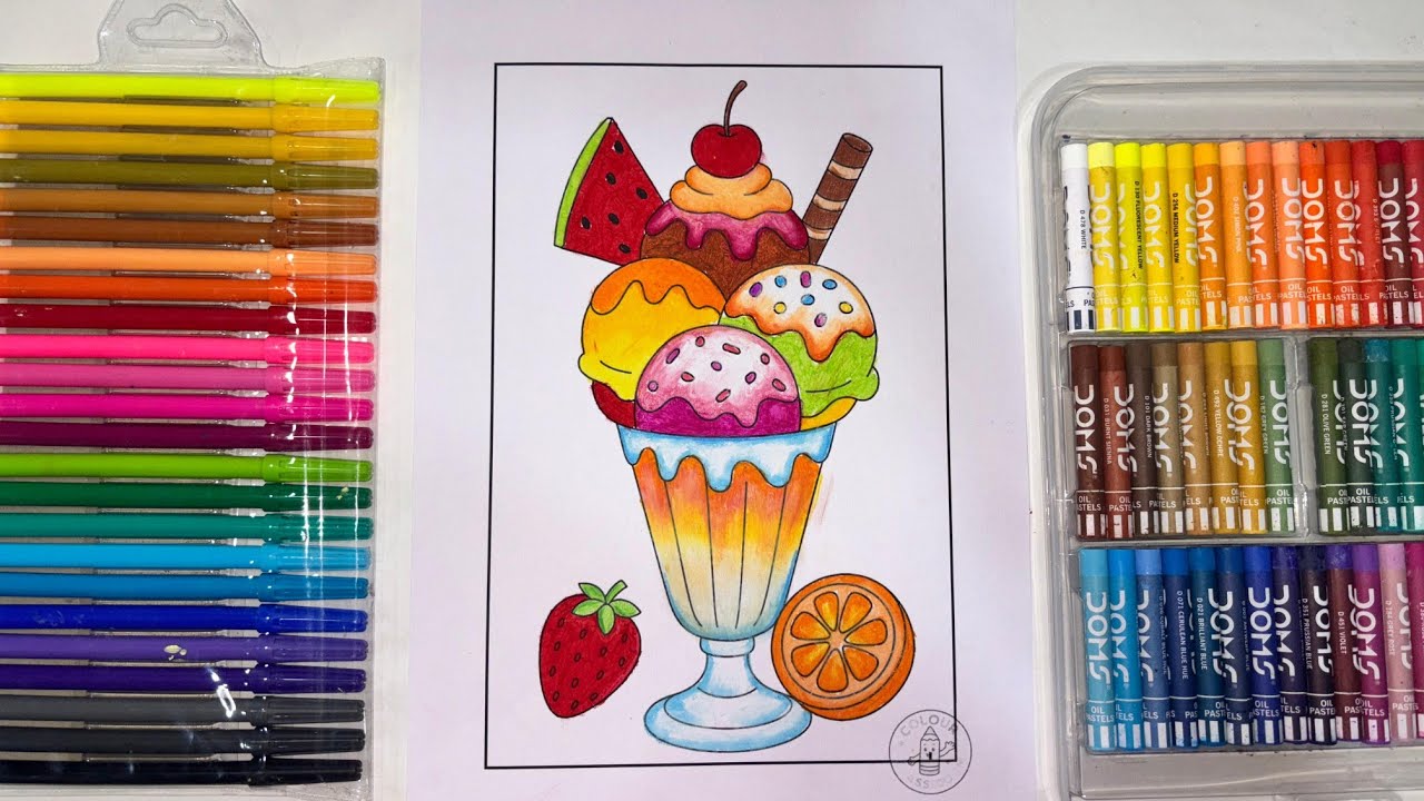 🍨 Cute Ice Cream Sundae Coloring Page for Kids | Easy & Colorful Dessert Art 🎨
