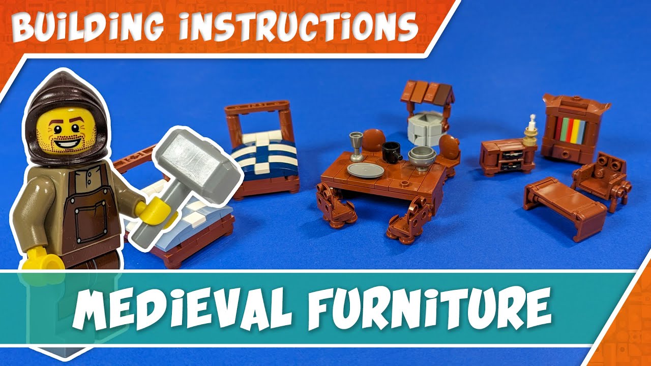 How to build LEGO Furniture? Medieval furniture tutorial | Lego Castle instructions