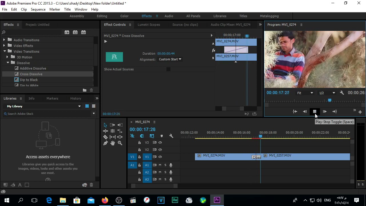 transitions adobe premiere (الانتقالات بين الفيديوهات )