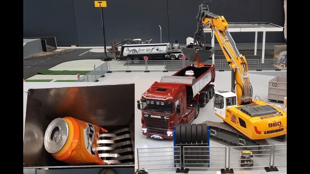 Recycling mit Schredder auf RC Parcours