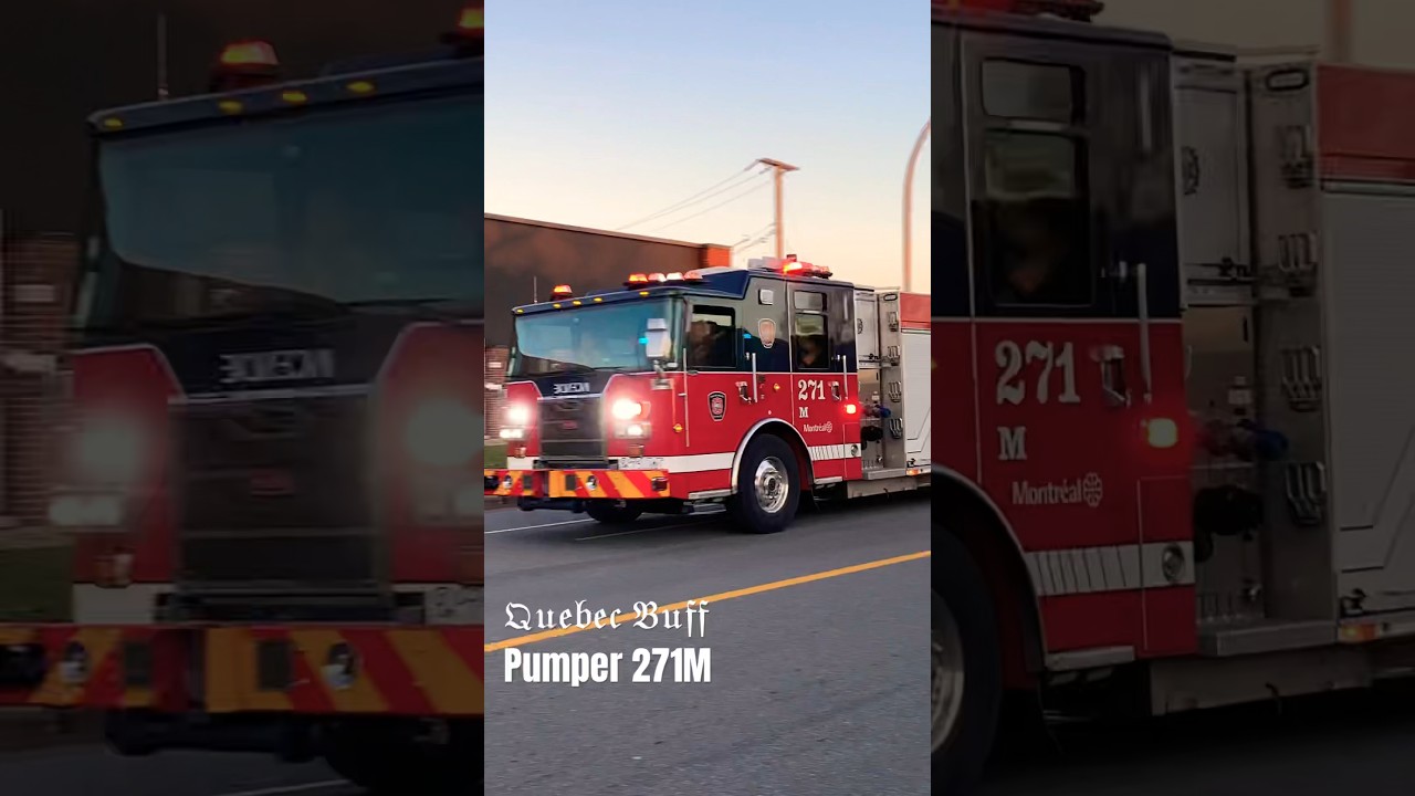 Montreal Fire Department (SIM) Pumper 271M responding to an emergency call in Ville Saint-Laurent.