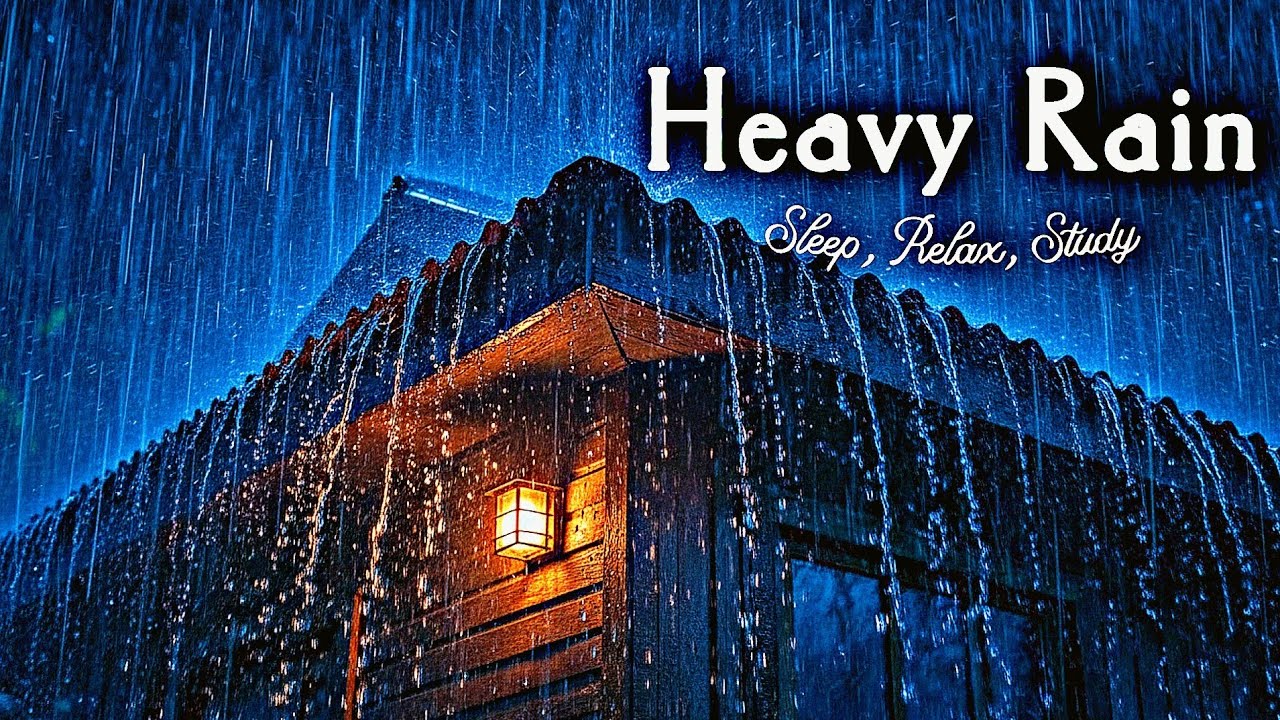 Soothing Heavy Rain at Night | Relax, Study, Sleep (3H)