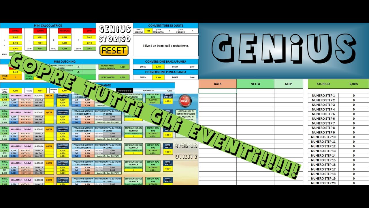 Genius: il Software che Copre Tutti gli Eventi di un Match con la Tecnica Gol Pari / Under / Over 😍