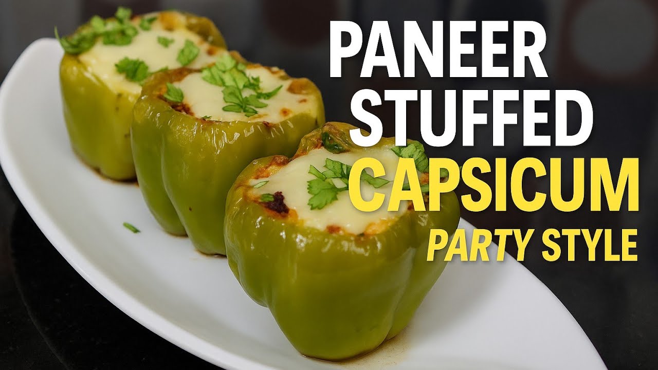Paneer Stuffed Capsicum | Party Style Bharwa Shimla Mirch. 
