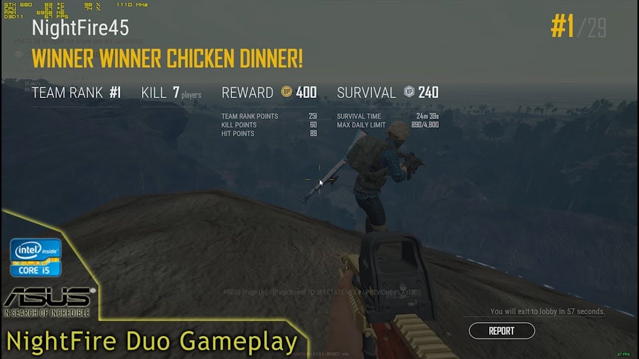 NightFire | SQUAD WIN | GAME | PUBG | January 07 , 2019 (i5 7400 + GTX 680 + 8GB RAM)
