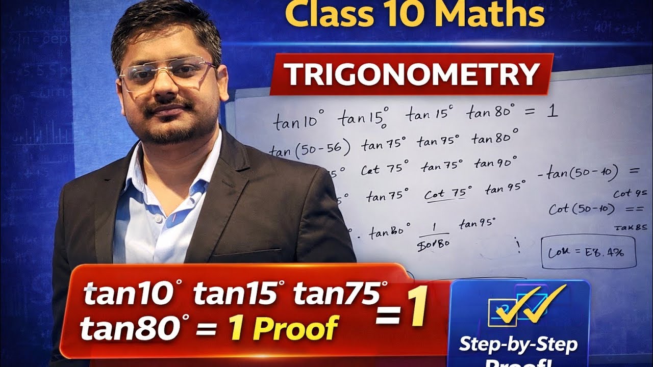 Class 10 Maths Trigonometry Identity | tan10 tan15 tan75 tan80 = 1 #Board #Exam #class10maths #icse