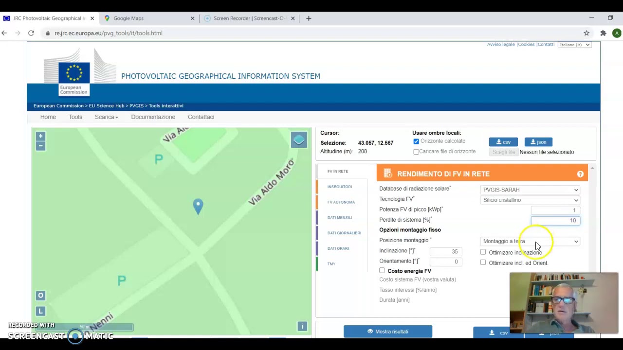 Calcolo produzione impianto FOTOVOLTAICO con PVGIS parte 1