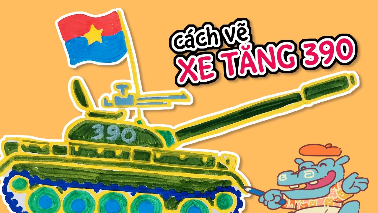 Cách vẽ và tô màu XE TĂNG 390 (T-59) chậm rãi, đơn giản