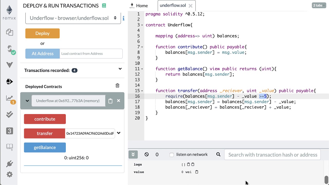 Blockchain Exploitation 0x0B - Exploiting a Smart Contract Underflow