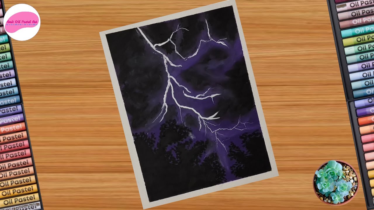 🎨 Creating Stunning Night Lightning Scenes with Oil Pastels 🌌