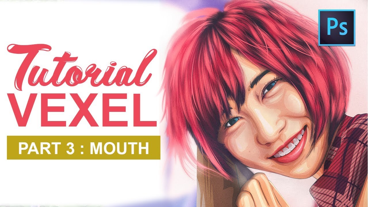 [ Photoshop Tutorial ] Vector Vexel Potrait - PART 3 MOUTH