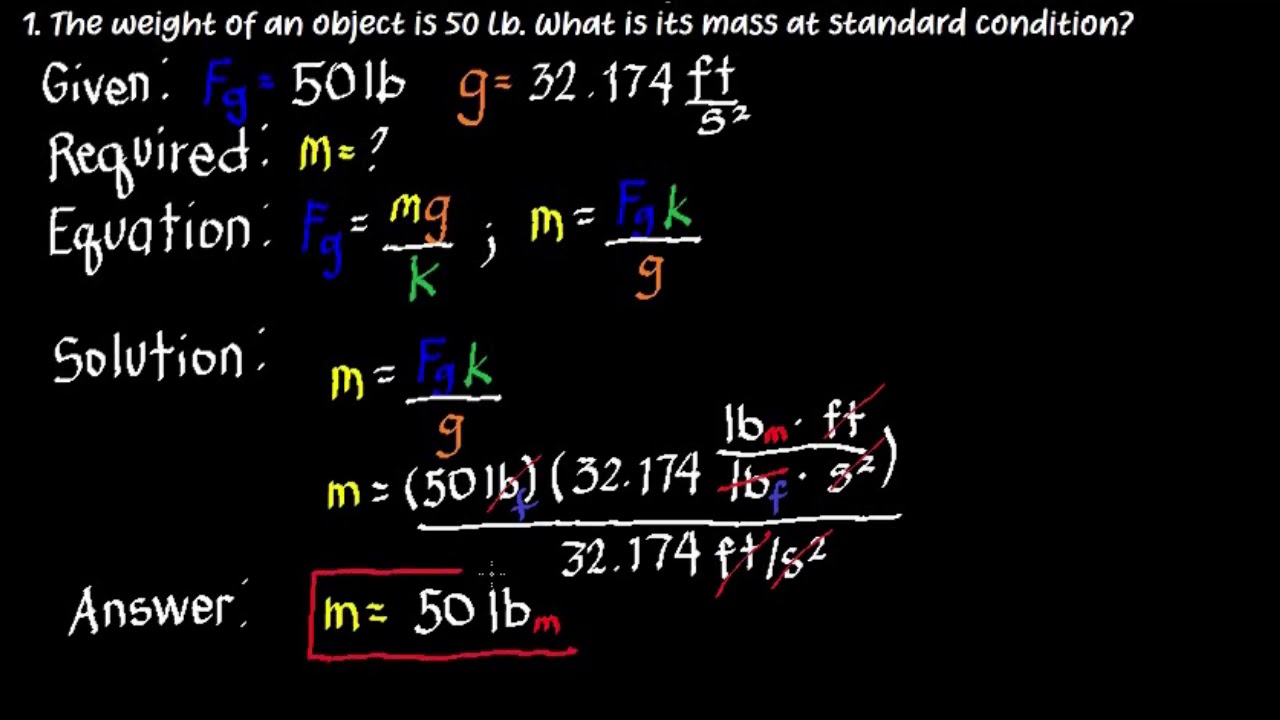 Thermodynamics- MASS AND WEIGHT