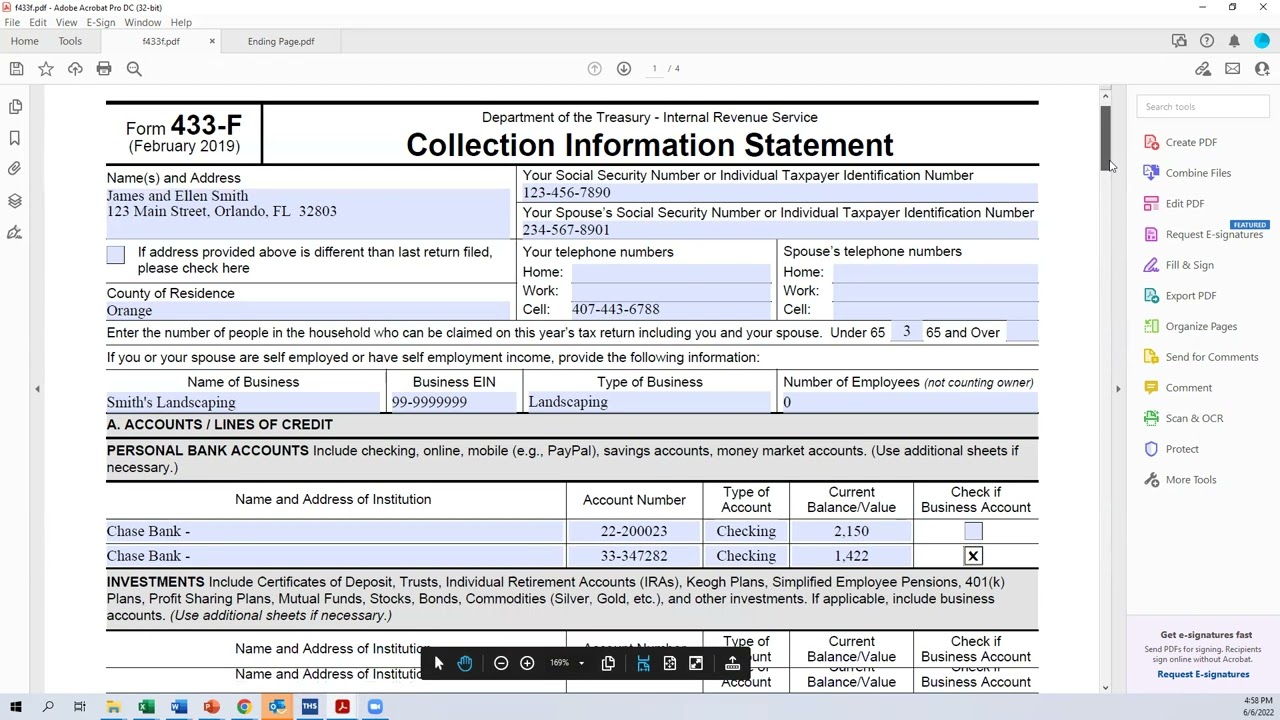 How To Complete a Form 433-F