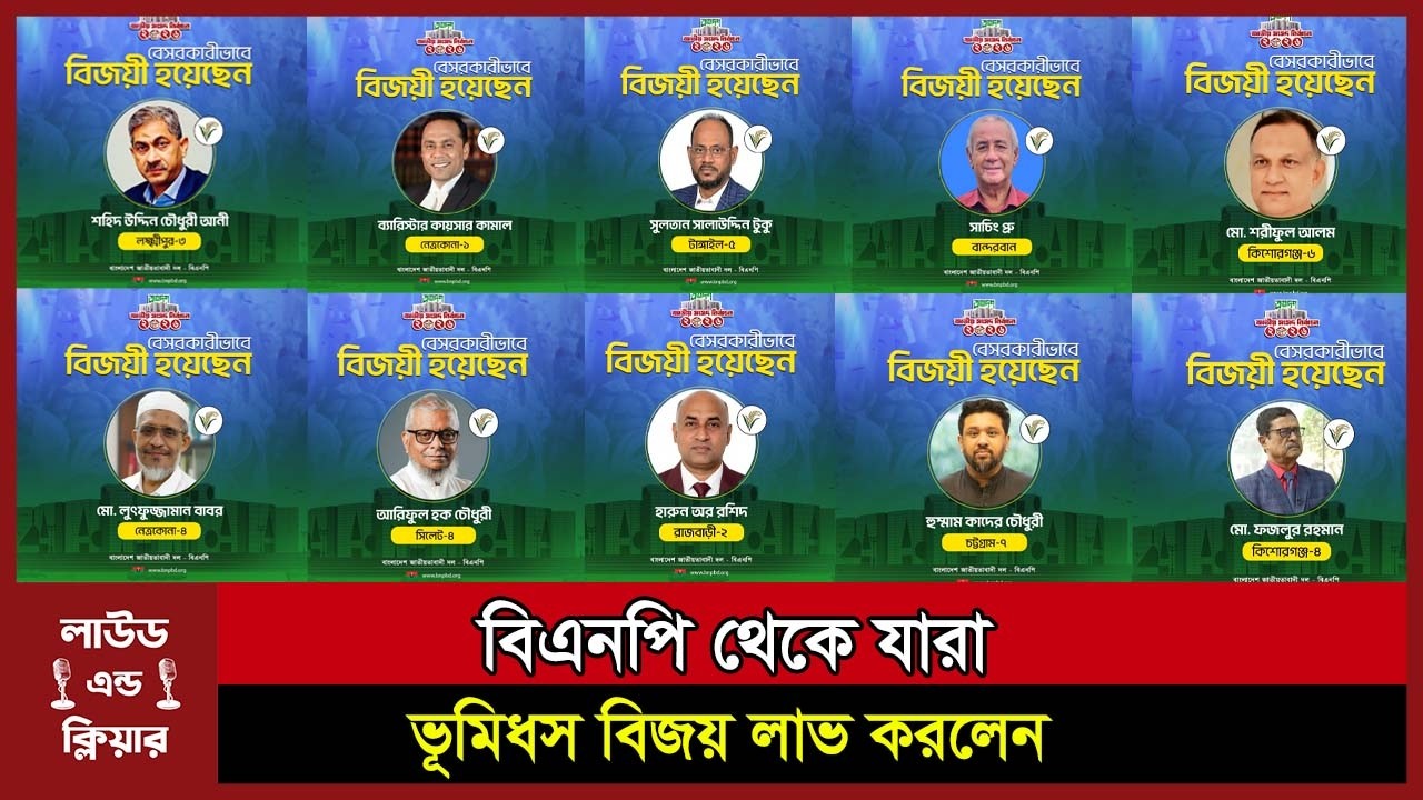 ৩০০ আসনে বিএনপি থেকে ভূমিধস বিজয় লাভ করলেন যারা । BNP । Election 26 । loudandclear
