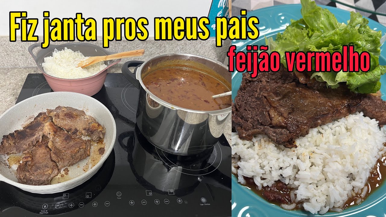 Fazendo feijão vermelho - Chamei meus pais para jantar