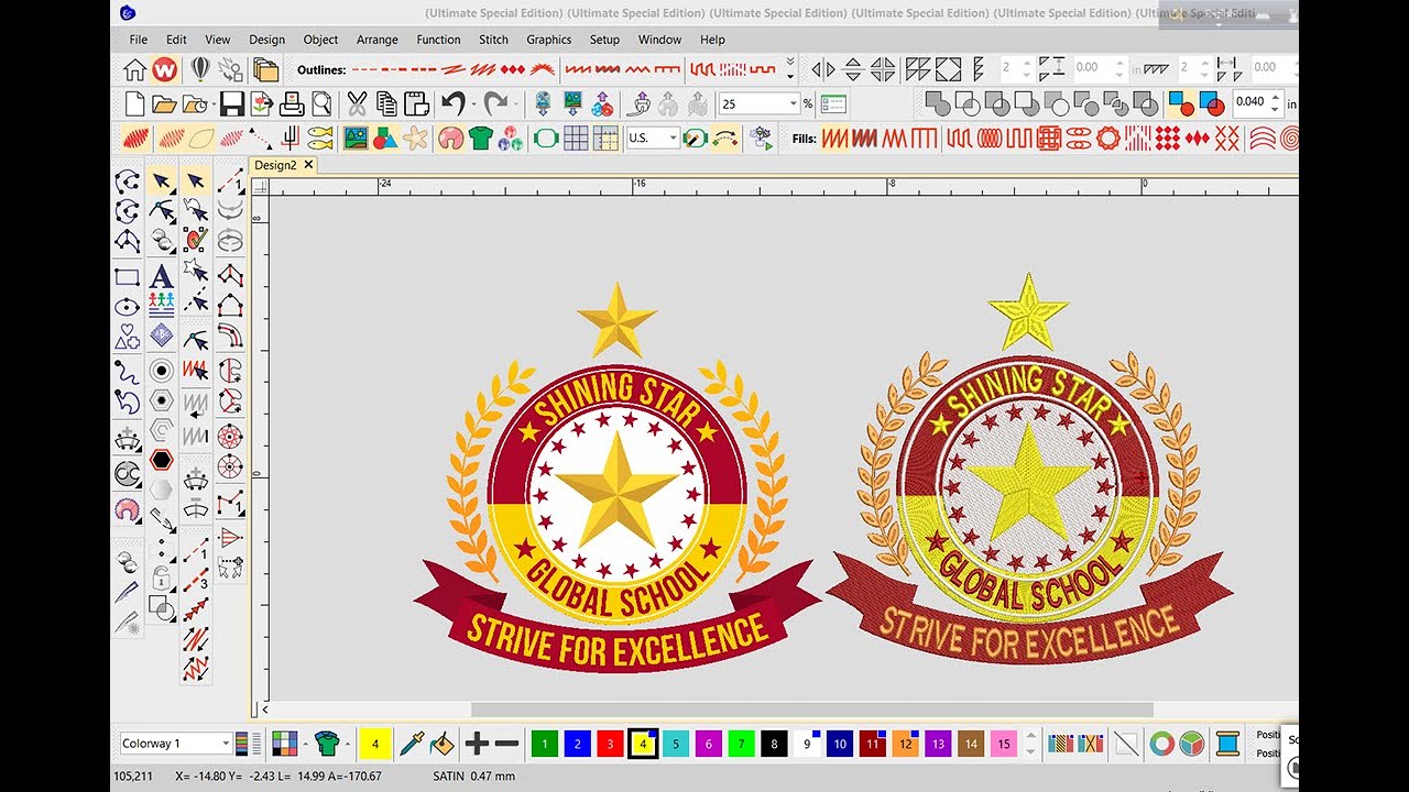 How to make EMB file from school logo.