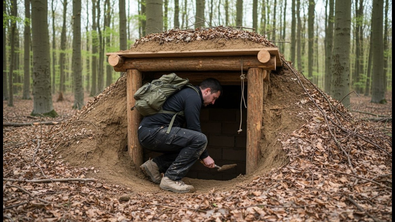Building a Secret Underground Shelter in 30 Days - Bushcraft Life