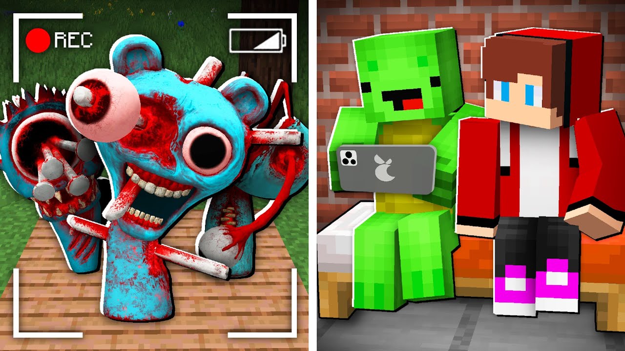 How Mikey and JJ Watch Scary Sprunki in Minecraft ? - Maizen