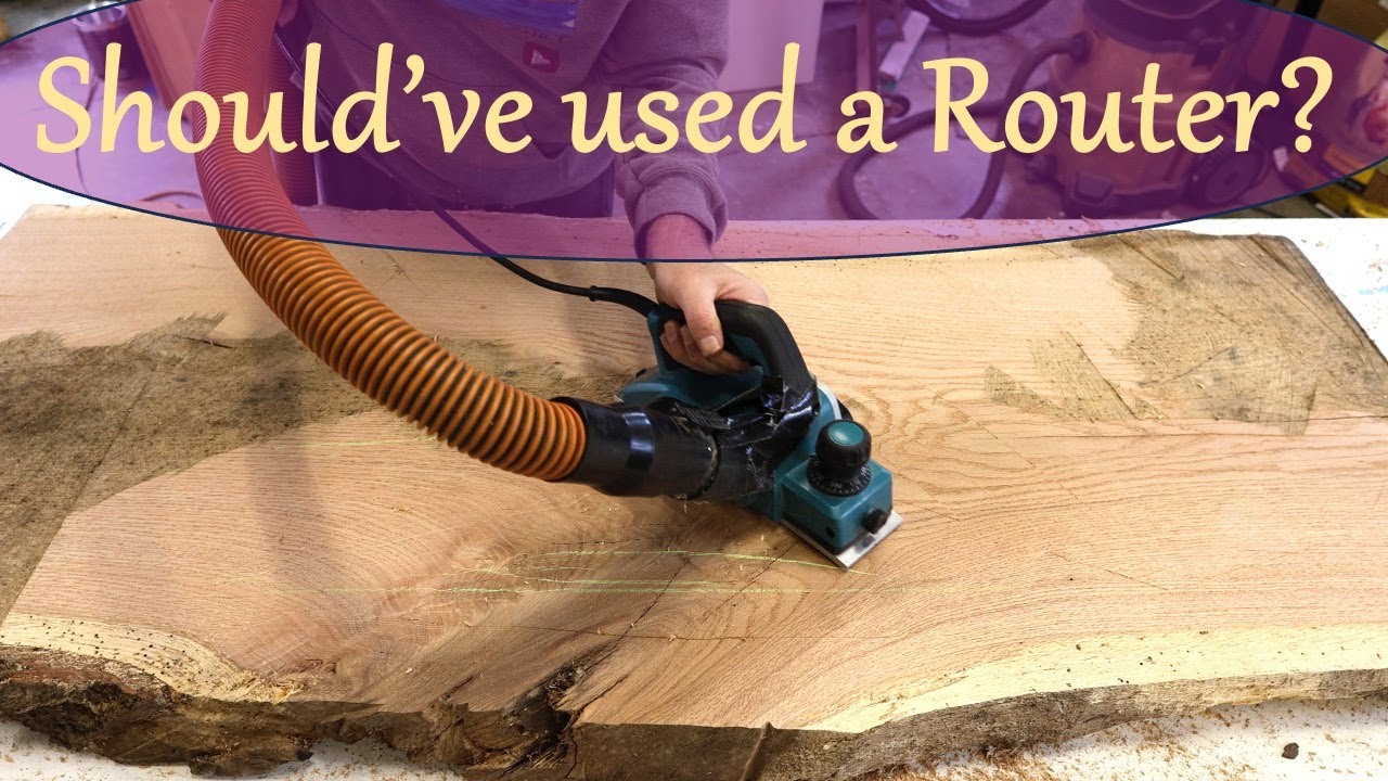 How to Flatten Rough cut Slab of Wood with Electric hand held Planner
