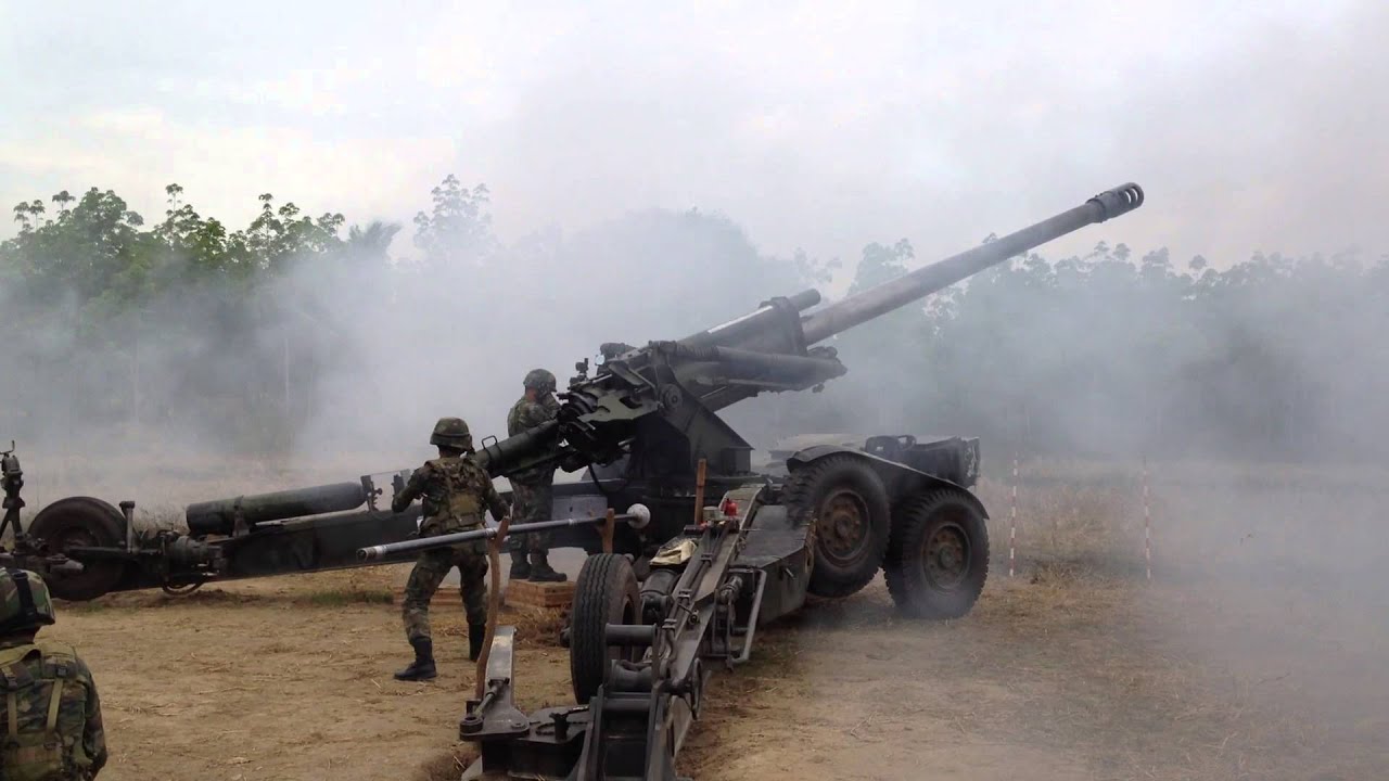 Royal Thai Marine Corps 155mm GHN-45 Howitzer firing