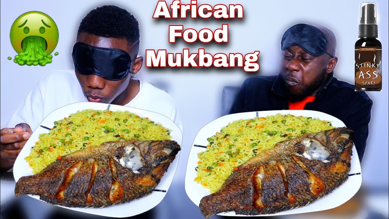 HILARIOUS FART SPRAY MUKPRANK ON DESMOND | FRIED RICE AND TILAPIA FISH MUKBANG | AFRICAN FOOD