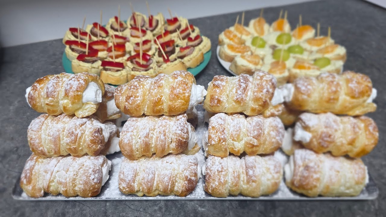 Domáce šamrole ktoré zvládne každý kutil, puff pastry dessert rolls filled with meringue 